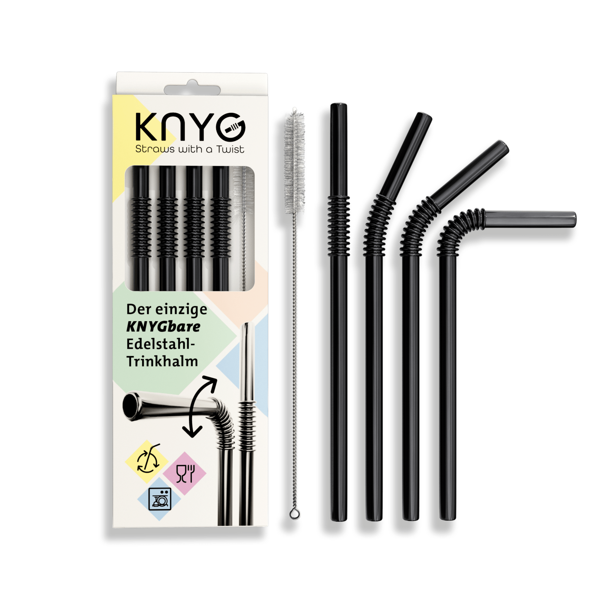 4er Set KNYGbarer Strohhalm aus Edelstahl - 22cm – KNYG