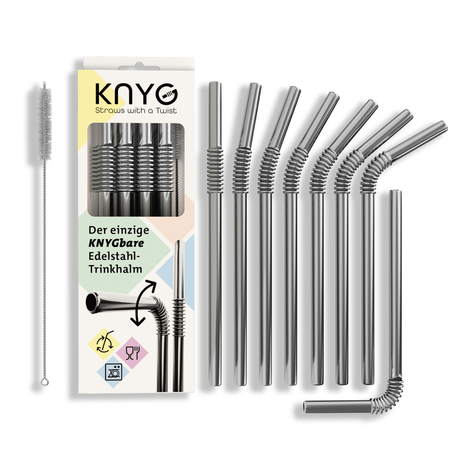 8er Set KNYGbarer Strohhalm aus Edelstahl - 22cm – KNYG