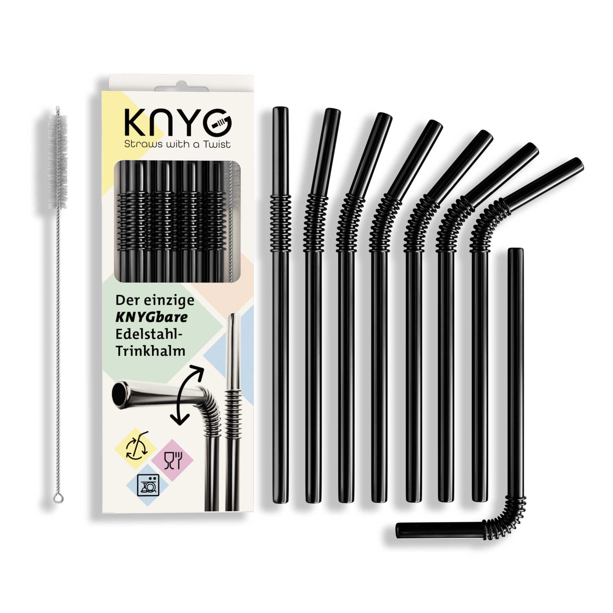 8er Set KNYGbarer Strohhalm aus Edelstahl - 22cm – KNYG