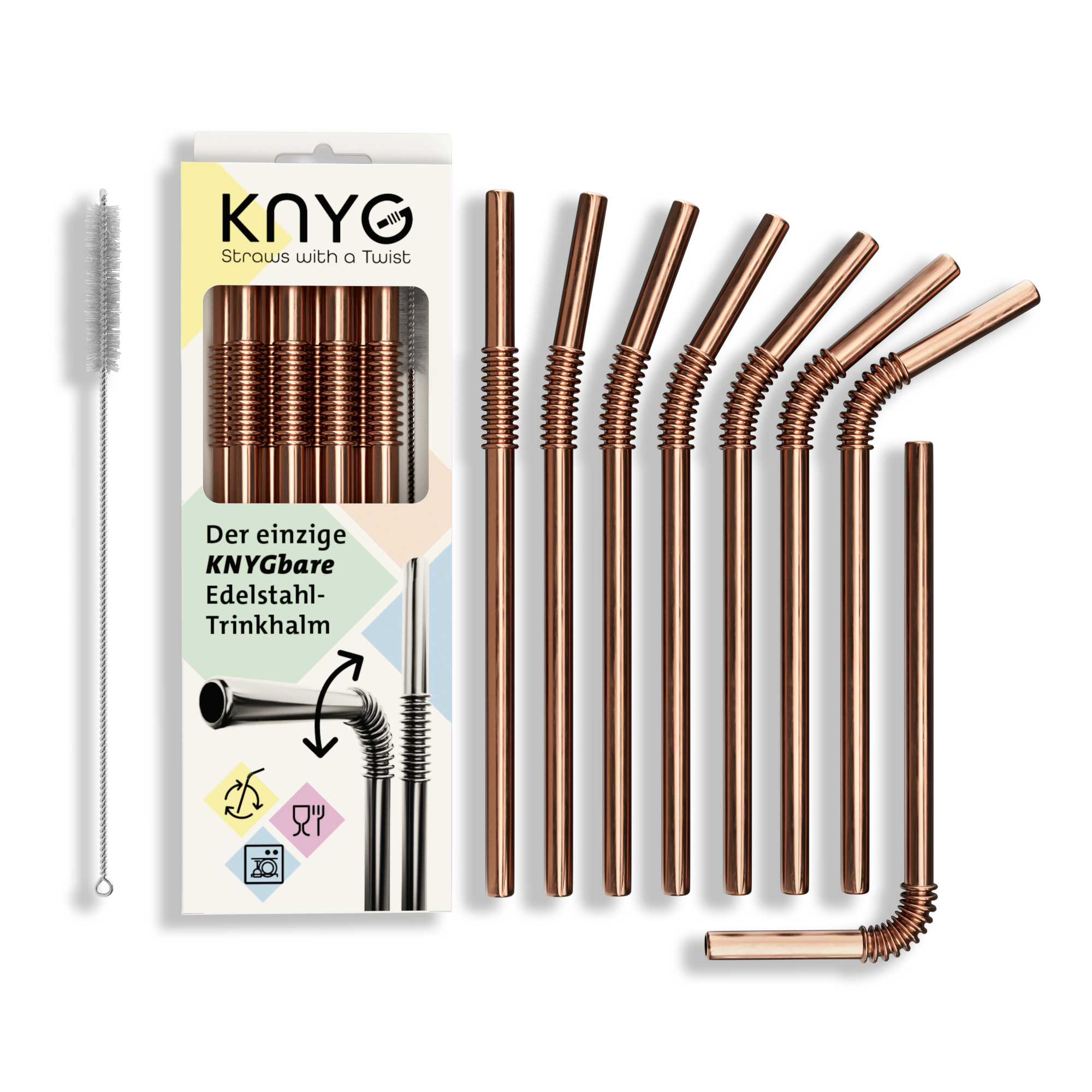 8er Set KNYGbarer Strohhalm aus Edelstahl - 22cm – KNYG